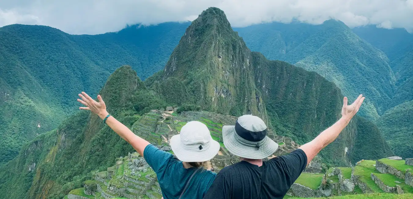 A classic photo of Machu Picchu showing the face of the mountain