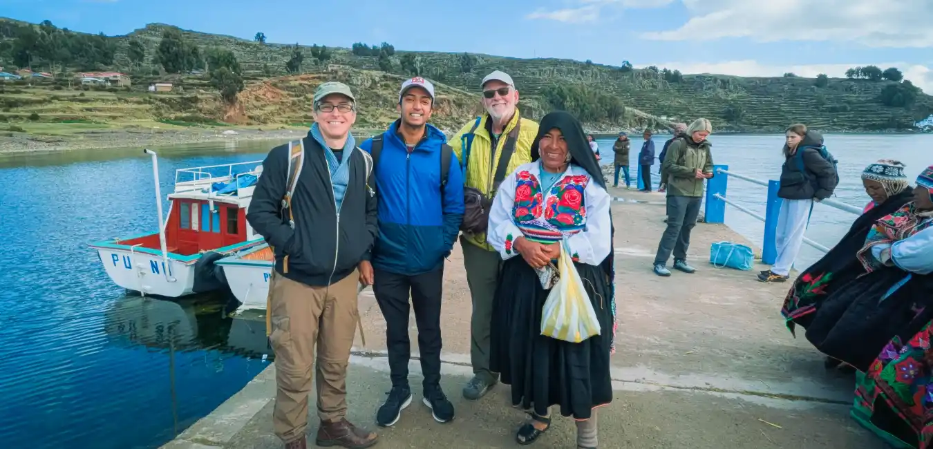 A local family on Amantaní Island in Lake Titicaca