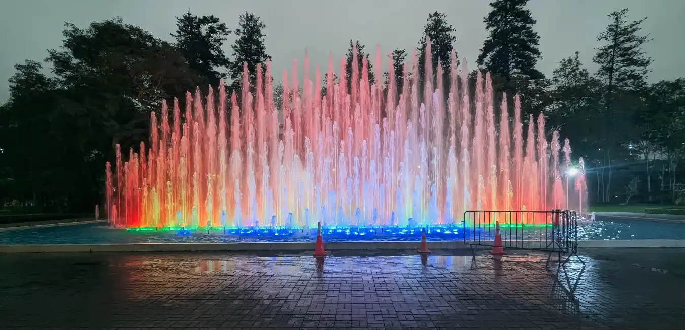 Spectacular illuminated fountain at Lima's Magic Water Circuit 