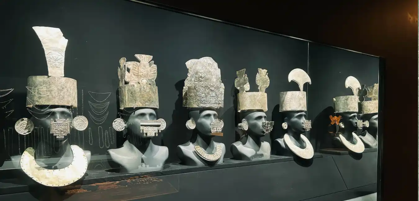 Exhibition of pre-Columbian artifacts representing ancient Peruvian civilizations 