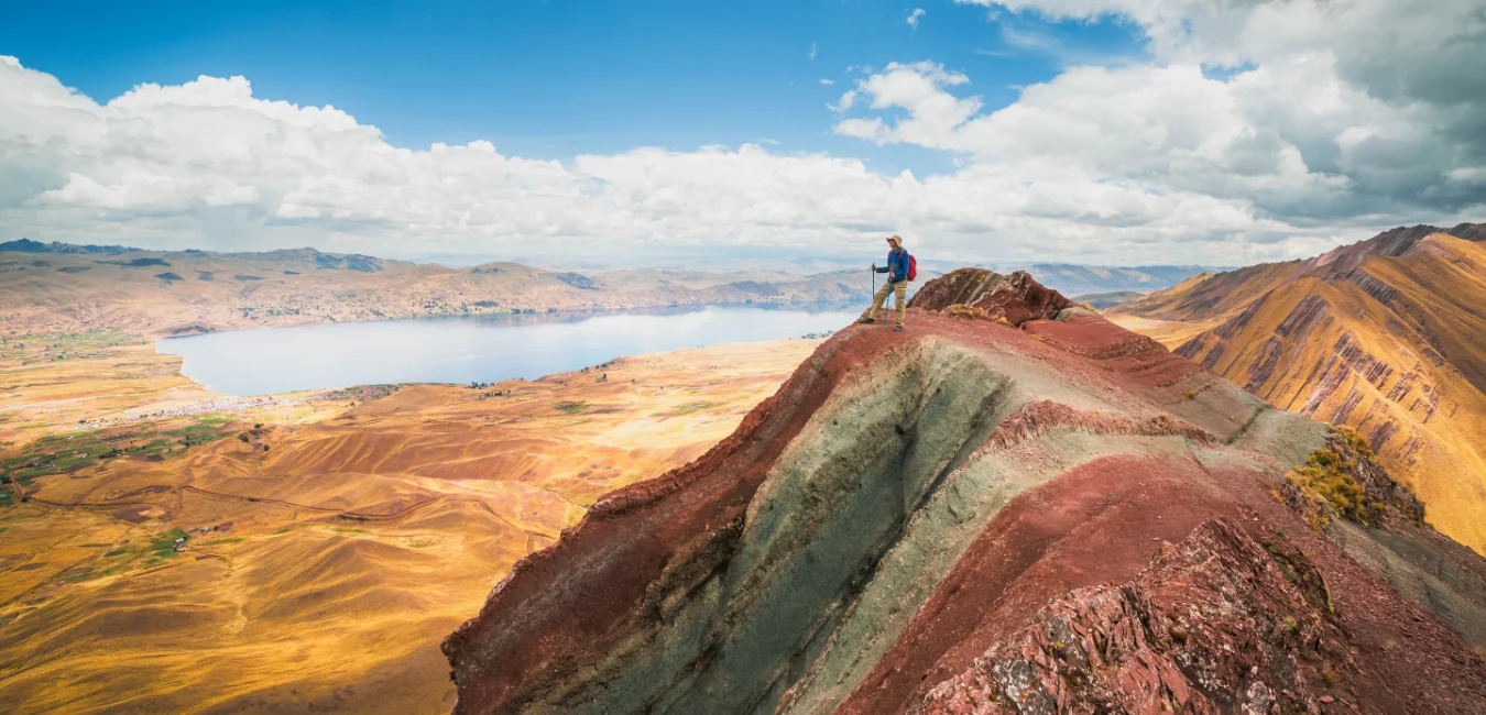 Scenic viewpoint overlooking Pallay Punchu and Langui Layo Lagoon in the Peruvian Andes