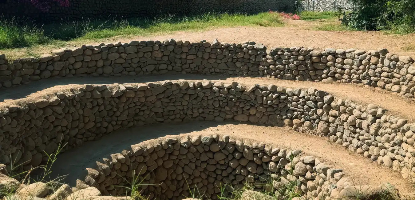 Traveler Inside the Spiral Well of the Cantalloc Aqueducts