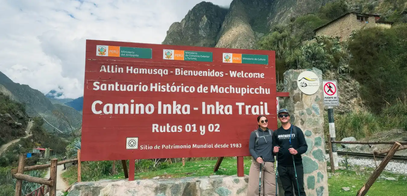 Starting the Inca Trail 5 Days hike at the official trailhead
