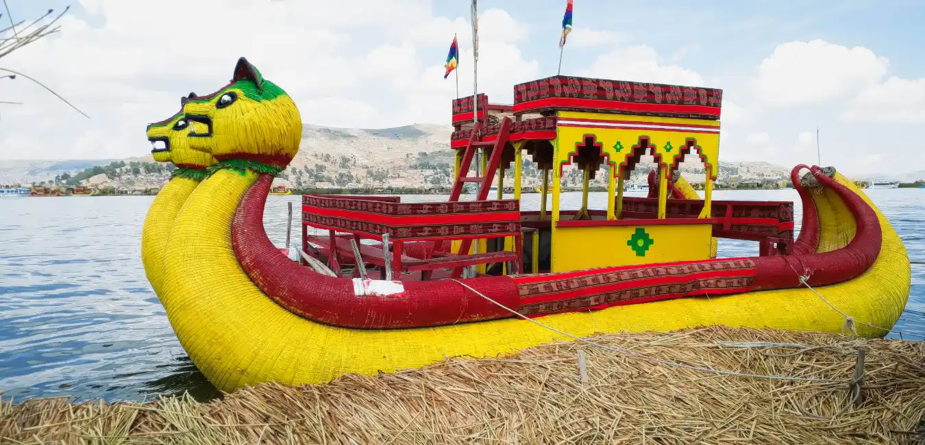 Handcrafted totora reed boat 