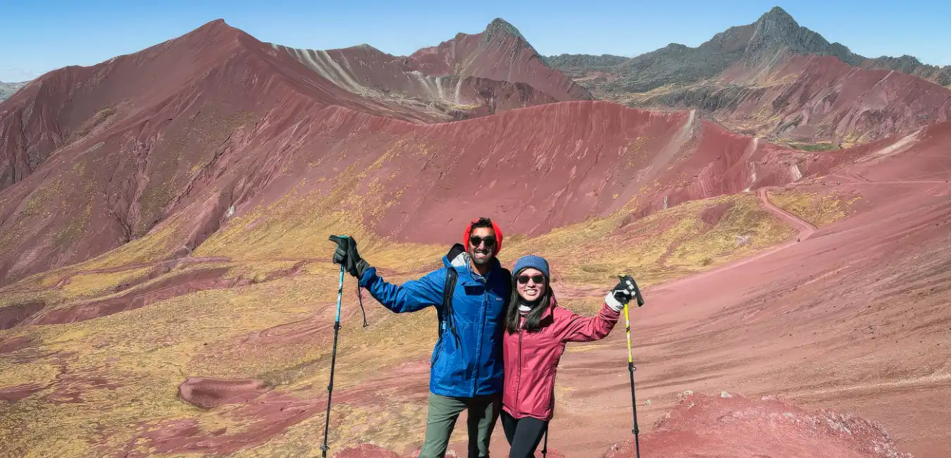 Travelers at the Rainbow Mountain viewpoint after the ATV adventure