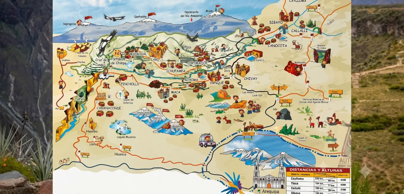 Mapa del cañon del Colca