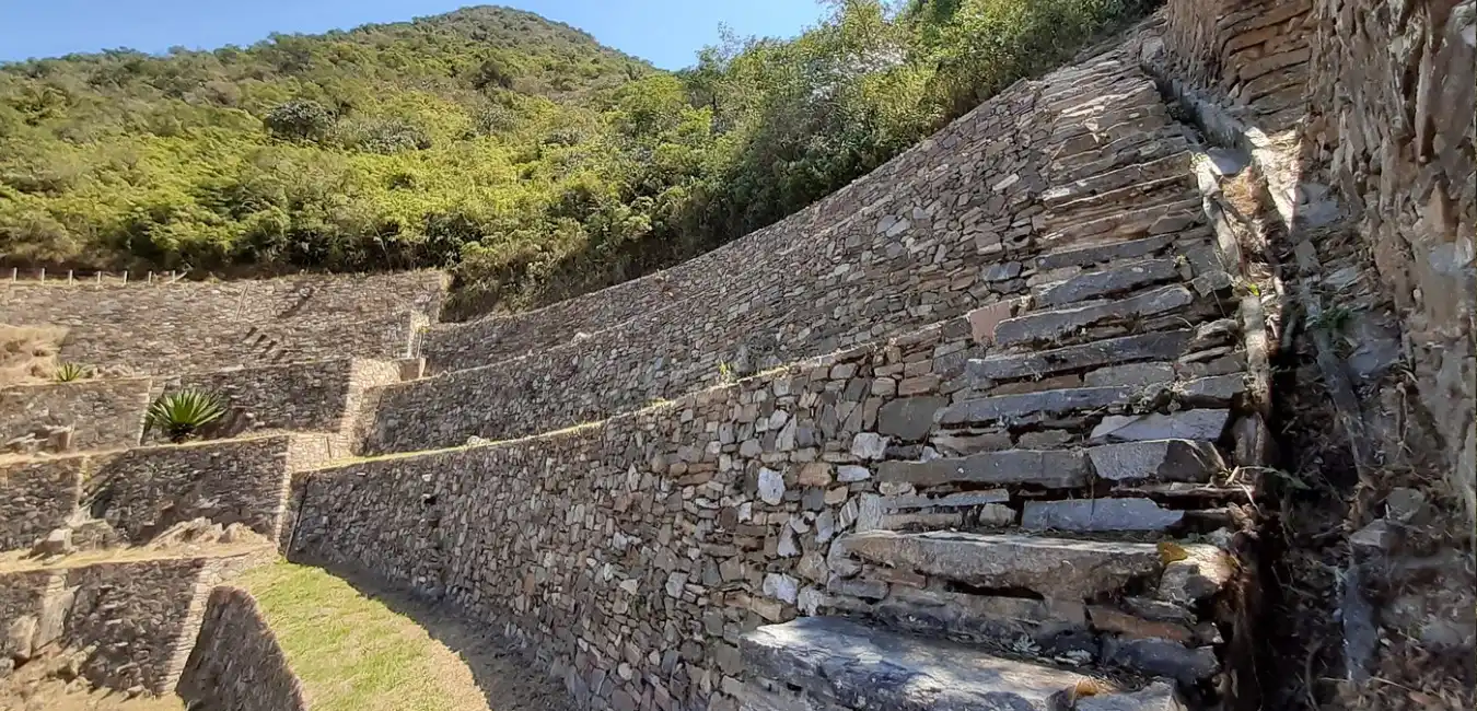Inca agricultural terraces at Choquequirao archaeological site 