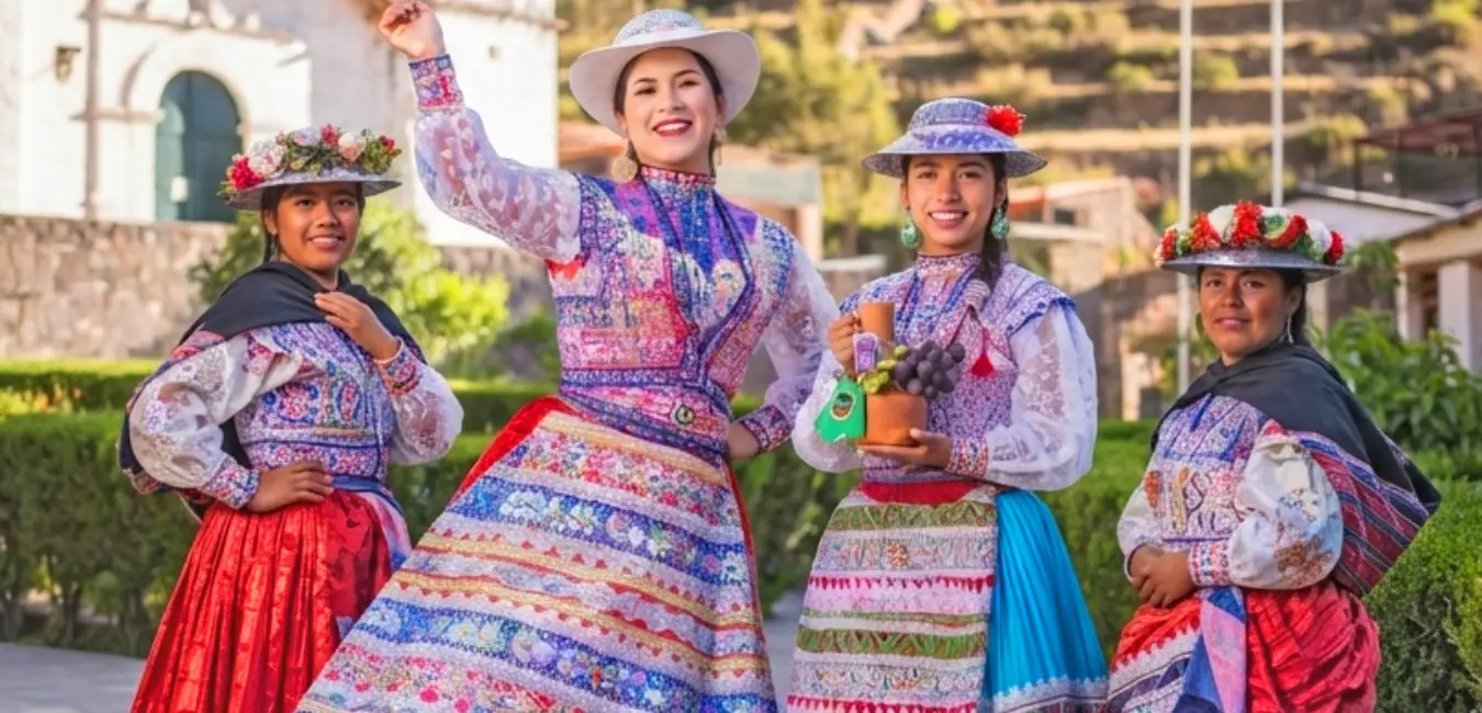 Local women from Colca Canyon wearing their traditional clothing in the valley.