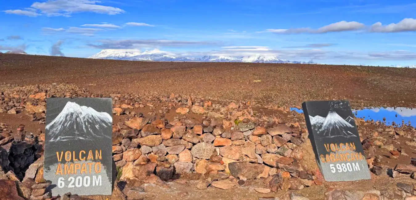 Viewpoint overlooking the active volcanoes of Colca Canyon