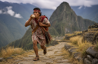 Chasqui Messenger Running Along the Qhapaq Ñan