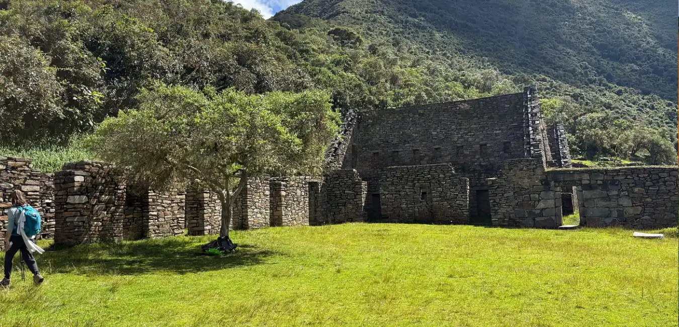 Inca stone enclosures at Choquequirao archaeological site 