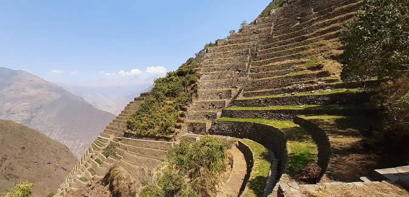 Inca agricultural terraces at Choquequirao archaeological 