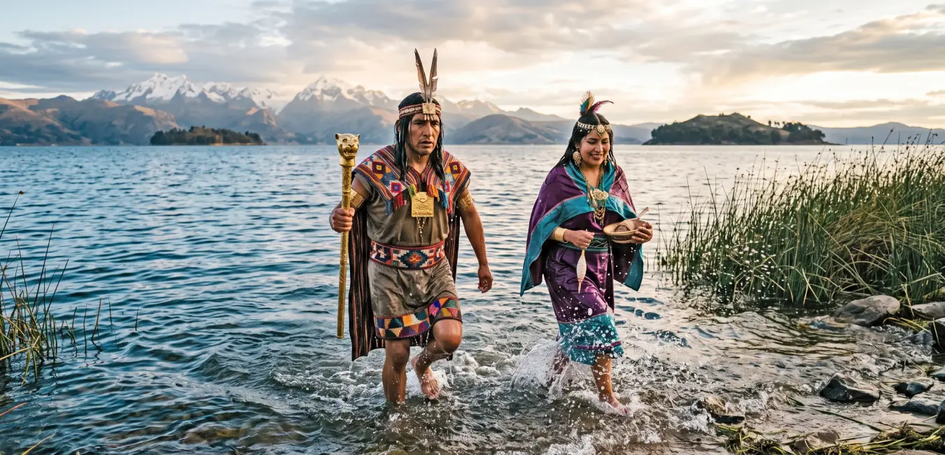 Salida de Manco Capac y Mama Ocllo del lago Titicaca