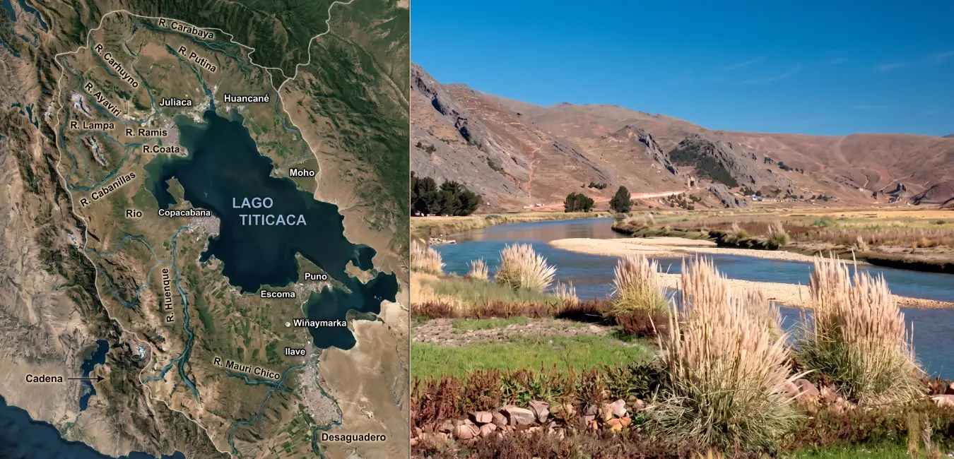 Main rivers that feed lake Titicaca