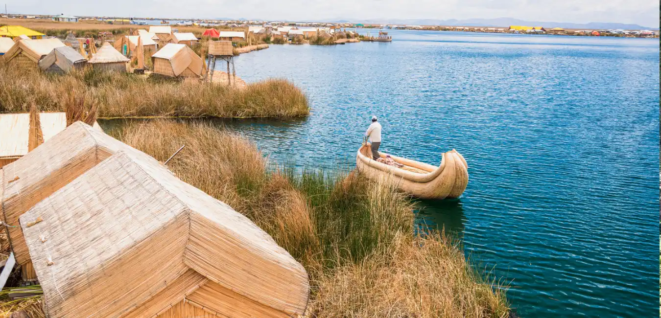 Panoramic view of Lake Titicaca 