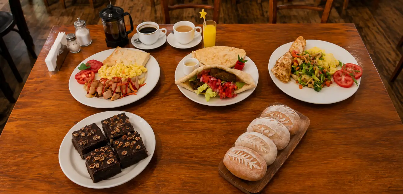 Freshly baked desserts at California Café in Huaraz.