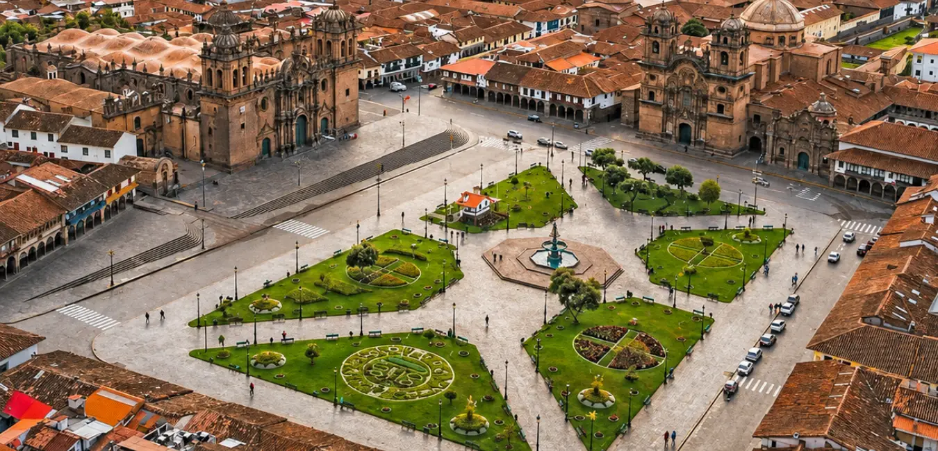 Cusco's Plaza de Armas from the air