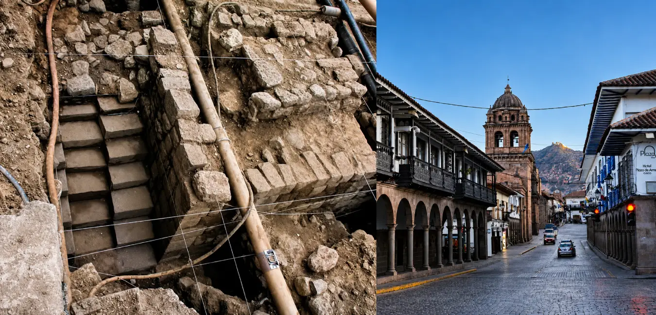  Mantas Street during the excavation at Plaza de Armas, Cusco.