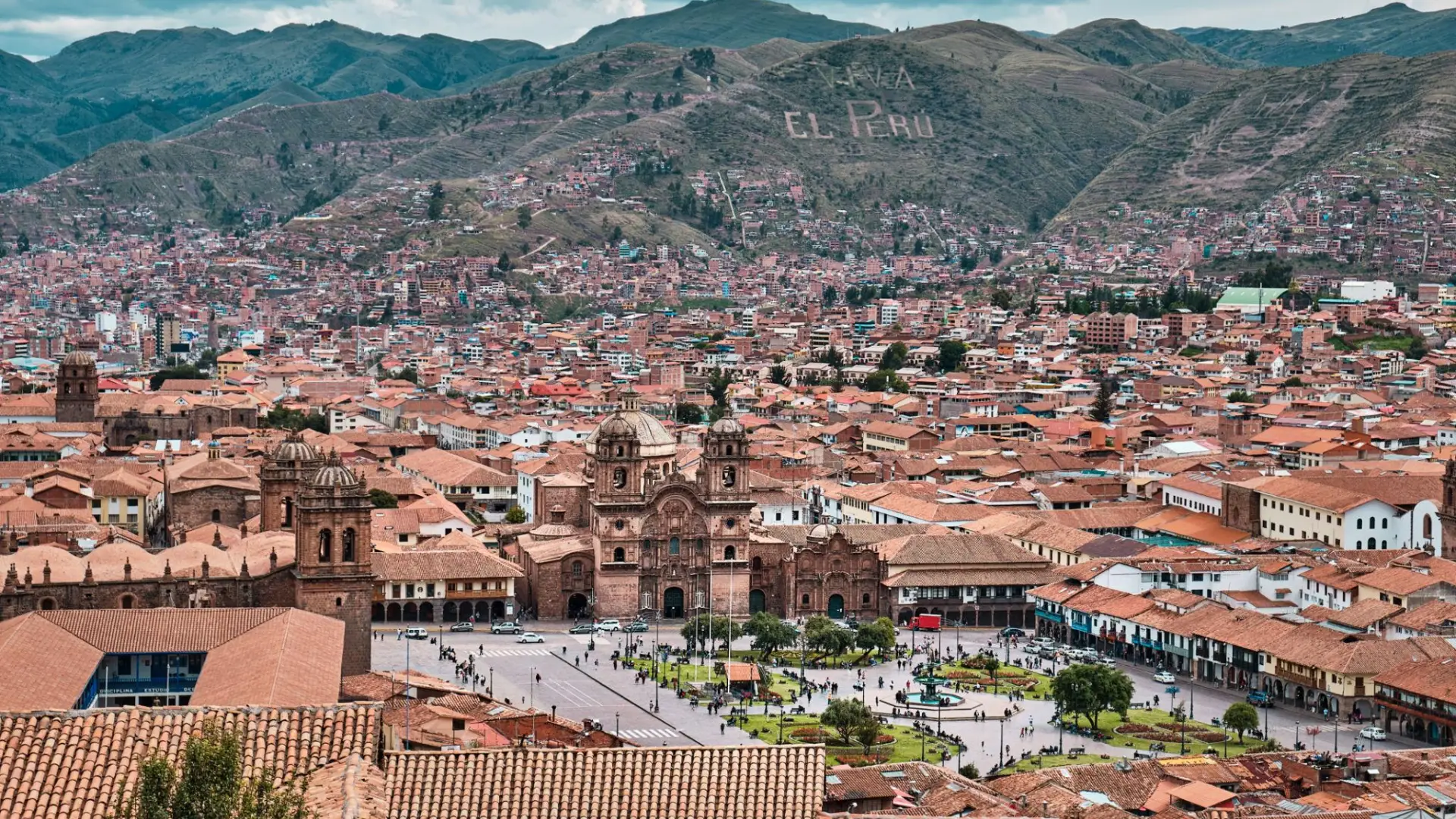 Cusco city surrounded by Andes mountains at high altitude