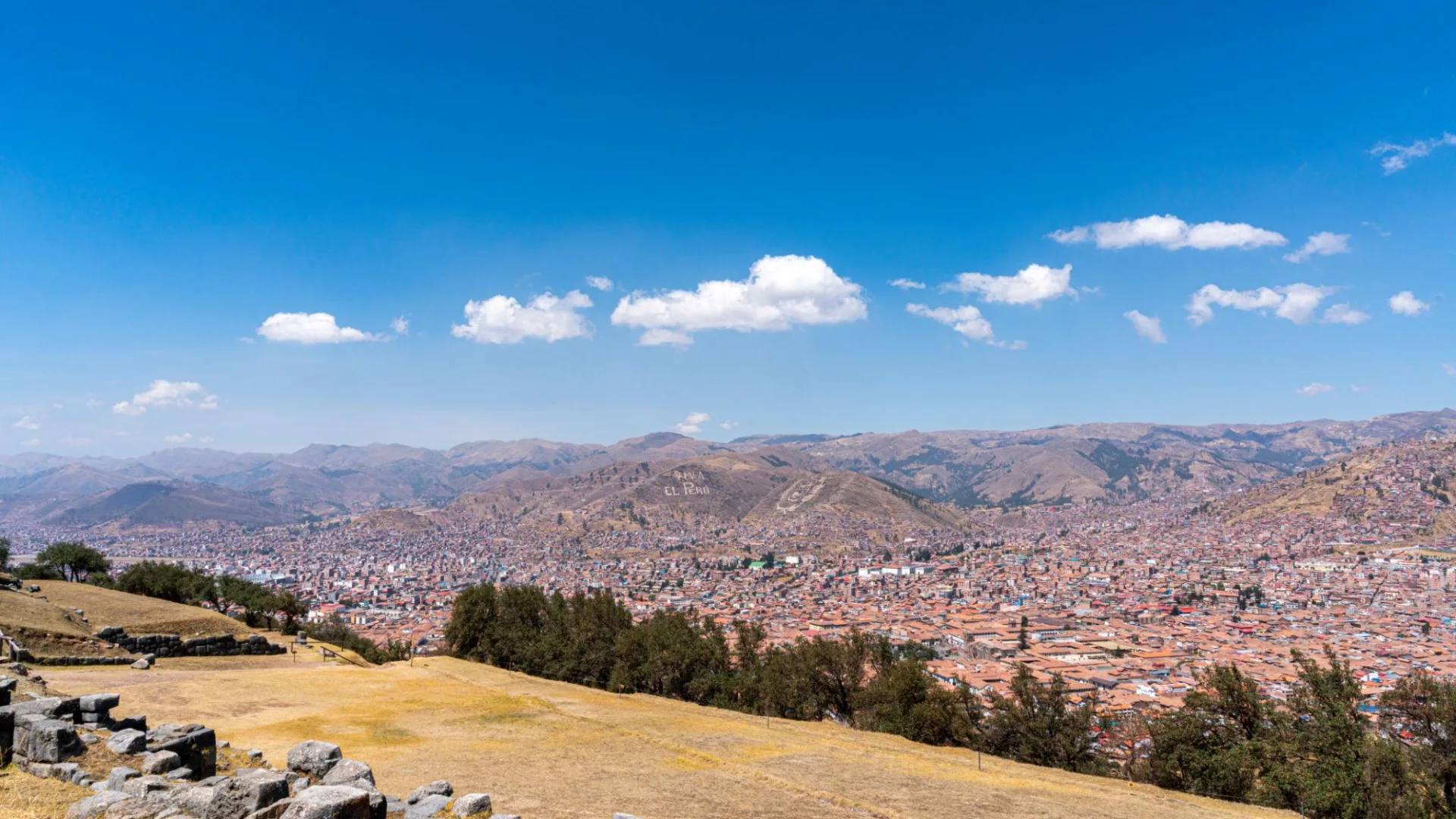 Cusco during the dry season with clear blue skies