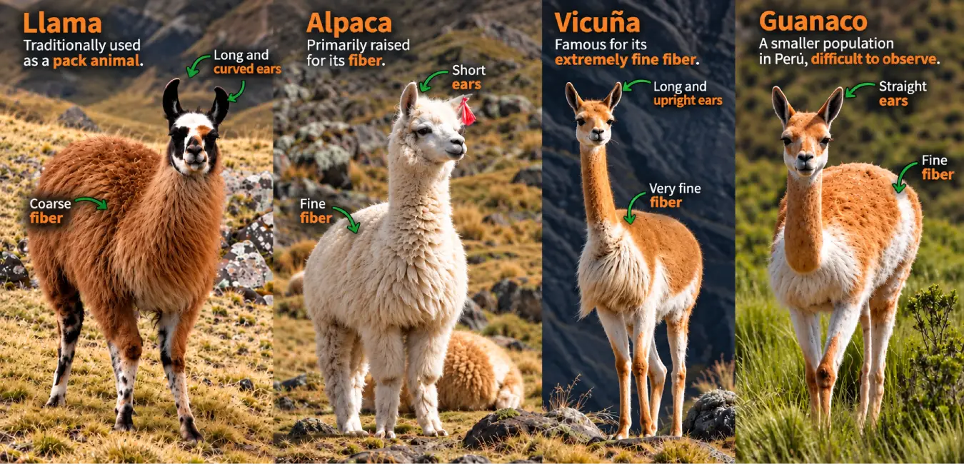Differences between llama, alpaca, vicuña, and guanaco