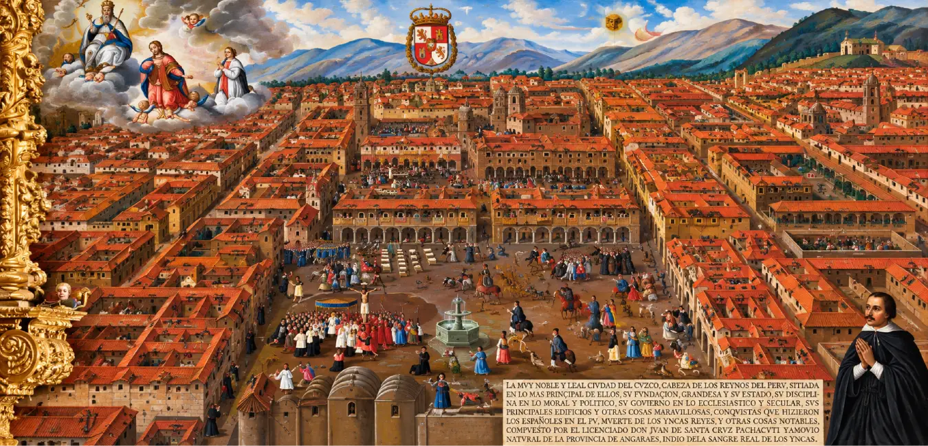 Earthquake canvas in Cusco Cathedral
