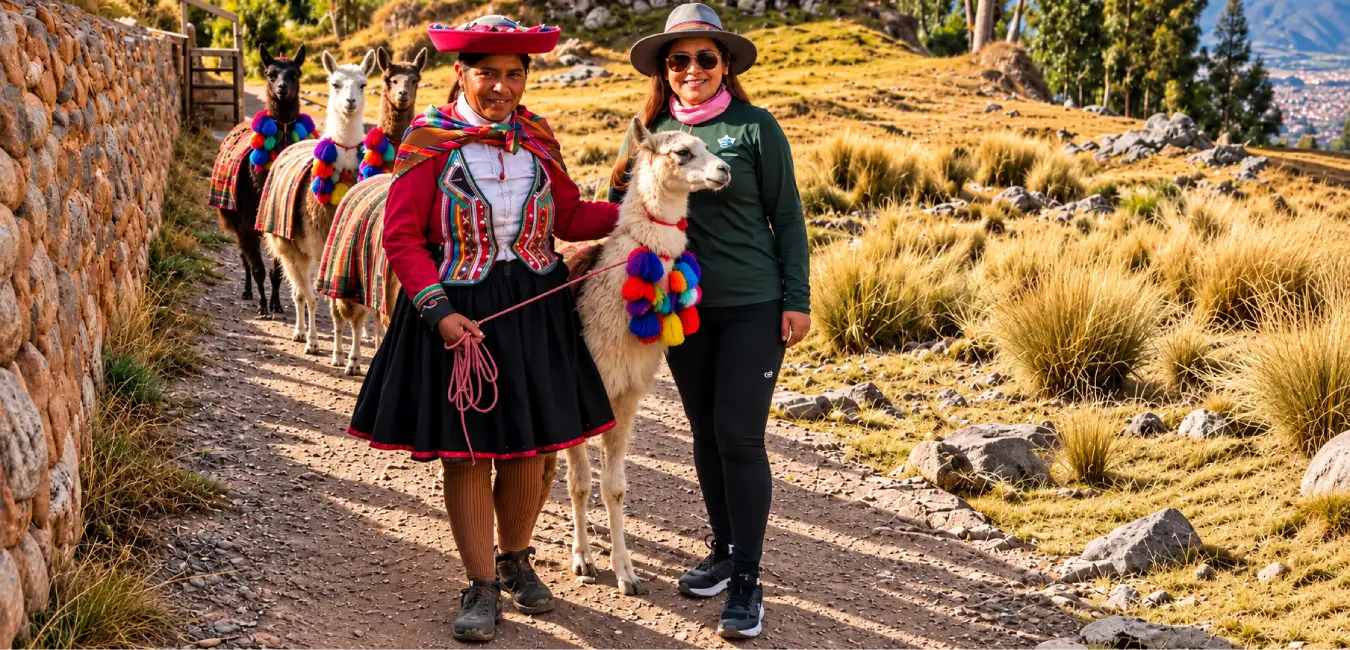 Llamas y llameros  en la ruta Llama Trail