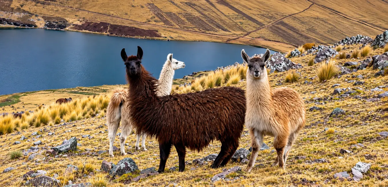 Llamas en la ruta de Llama trail