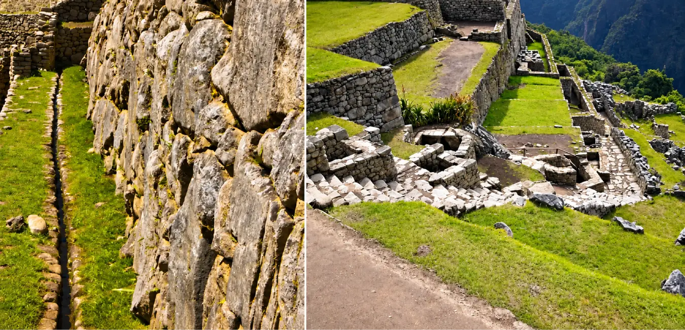 Canales y fuentes de agua en Machu Picchu