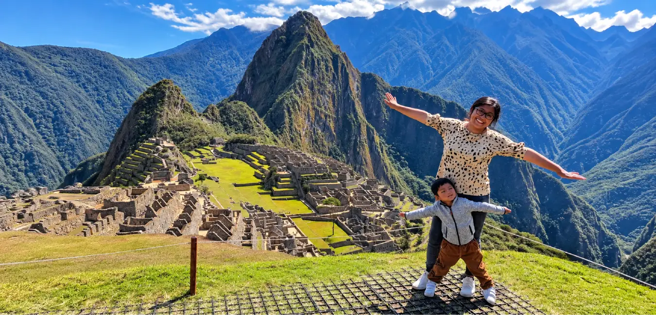 Happy family in Machu Picchu