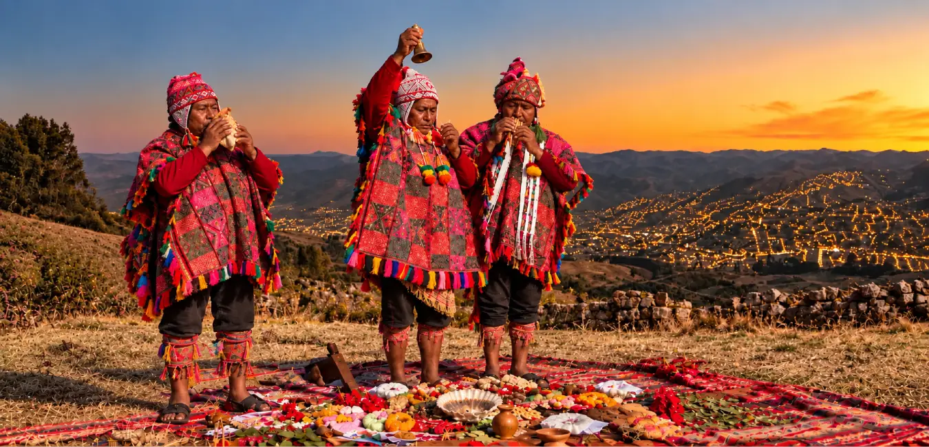 Invocación de la Pachamama en el pago a la tierra en Cusco