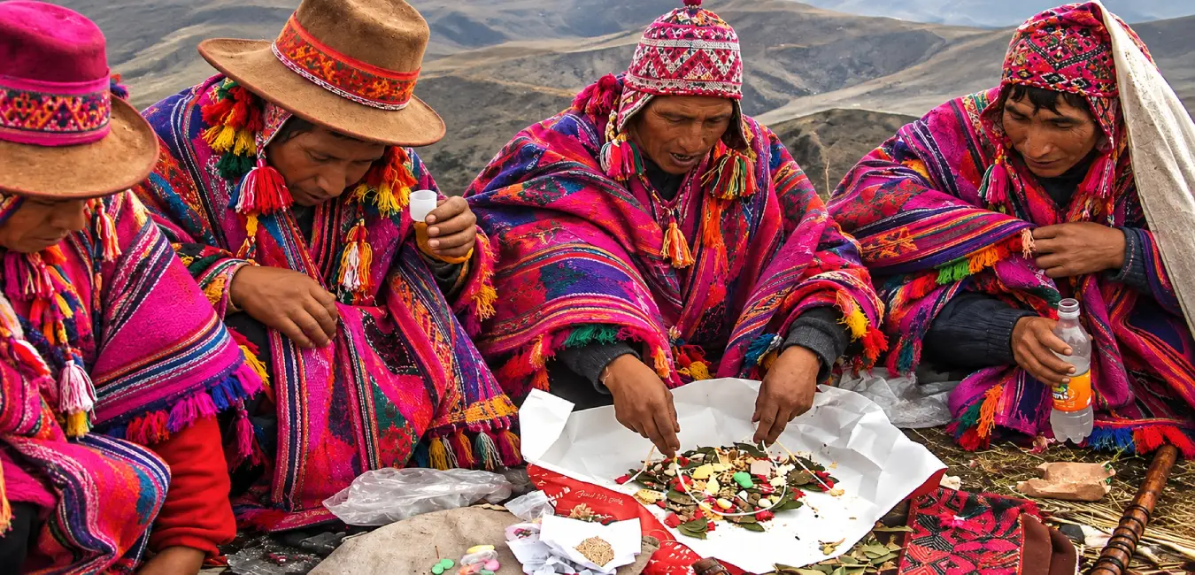 Preparación del pago a la tierra en Cusco