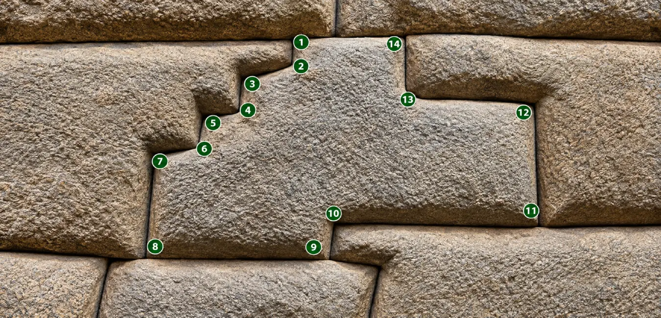 Piedra de 14 ángulos en el palacio de Inca Roca