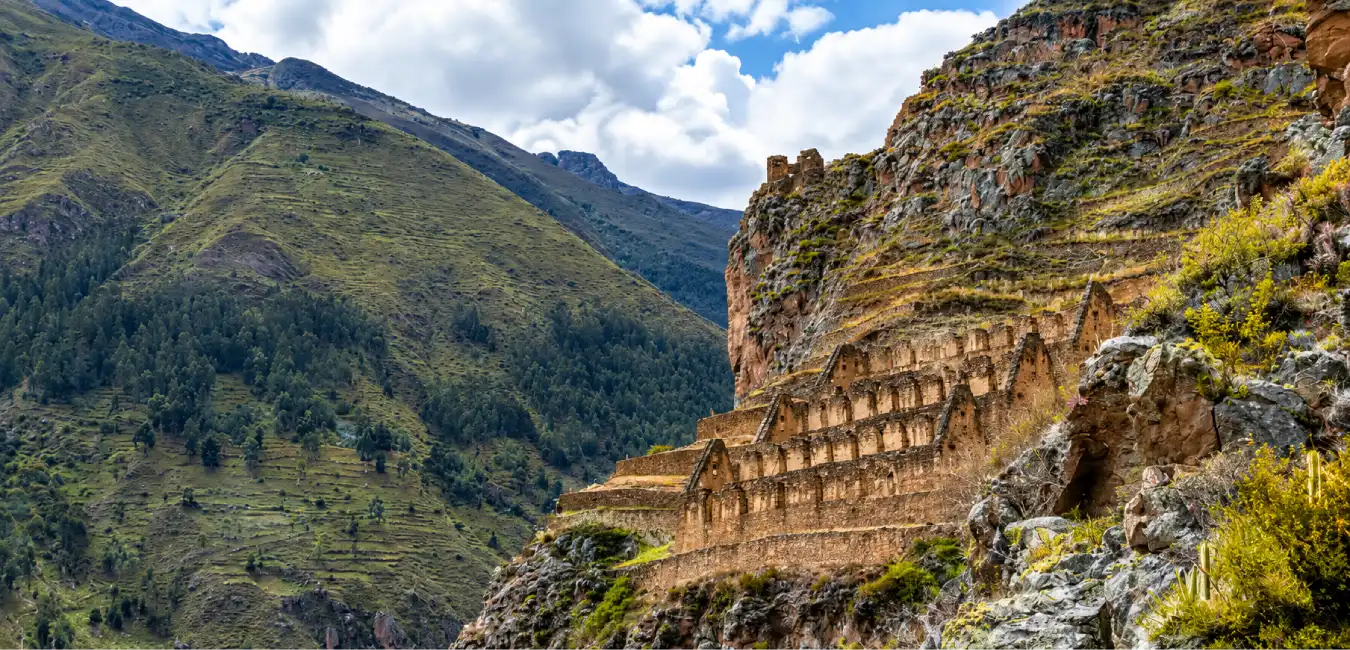 Inca colcas (storehouses) at Pinkulluna in the Sacred Valley