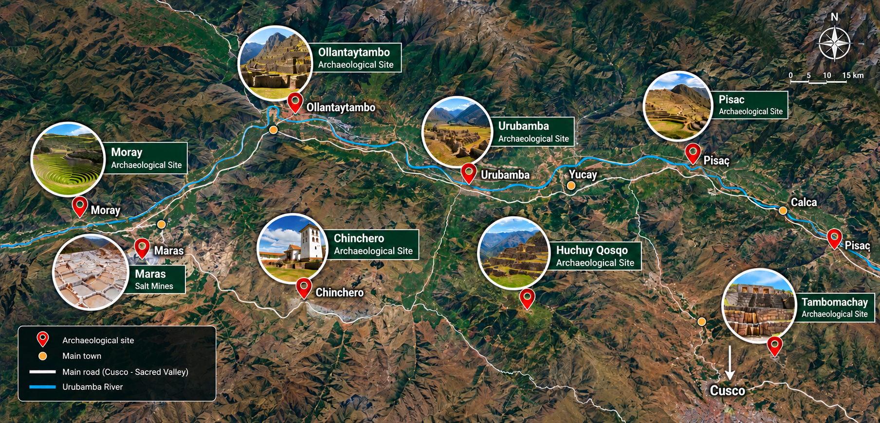 infographic map of the sacred valley