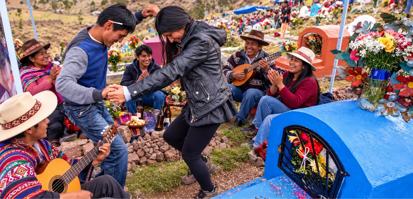 Cemetery party on All Saints' Day