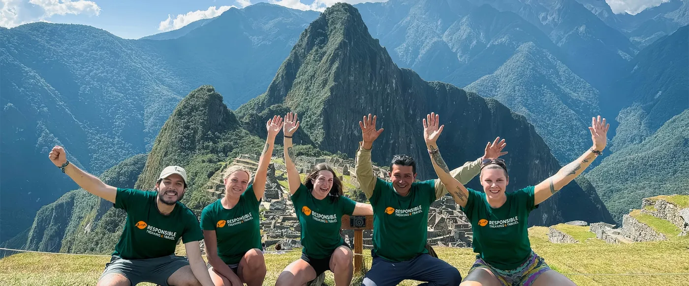 People in panoramic view Machupicchu