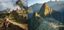 Turista recorriendo la ciudadela inca de Machu Picchu