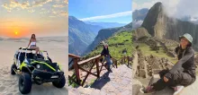 Viajeros recorriendo Huacachina, el Cañón del Colca y Machu Picchu durante un itinerario por Perú de 5 días a 3 semanas, una ruta ideal para conocer los principales destinos turísticos del país.