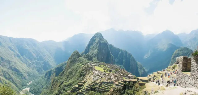 Classic panoramic view of Machu Picchu from the Guardian House 